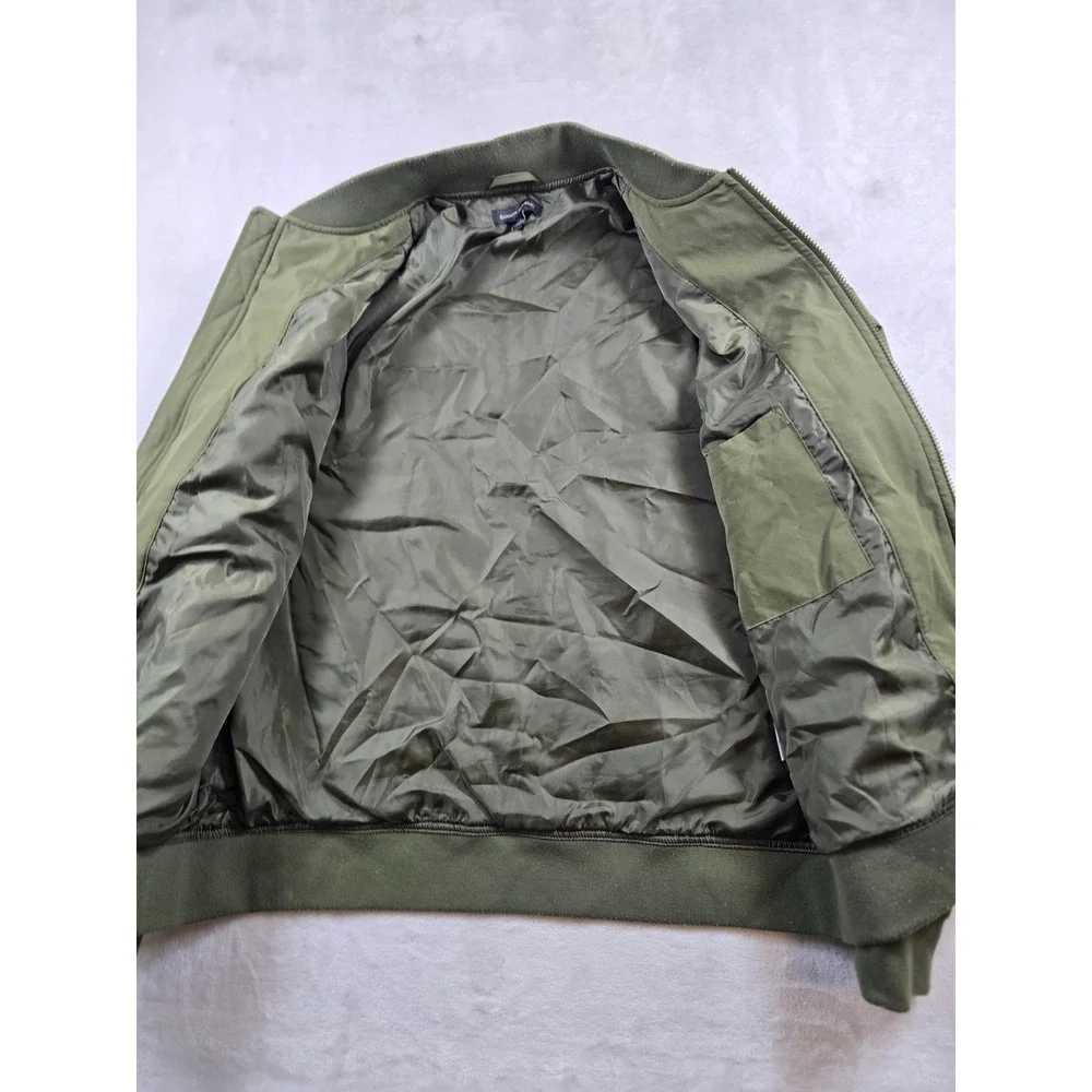 Banana Republic Bomber Jacket Mens Large Olive Green Polyester Full Zip